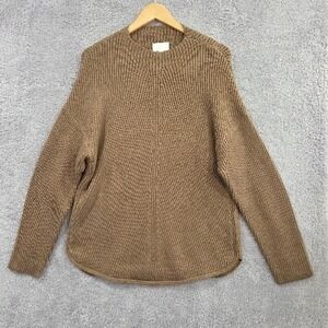 Women's Chunky Knit Drop Shoulder Pullover Sweater Large Brown‎ Tan Neutral
